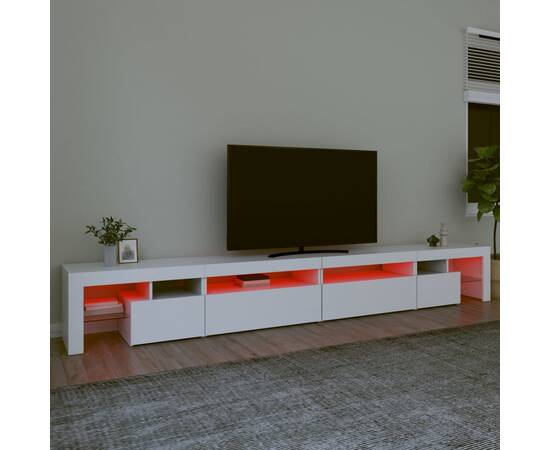 Comodă tv cu lumini led, alb, 290x36,5x40 cm, 5 image