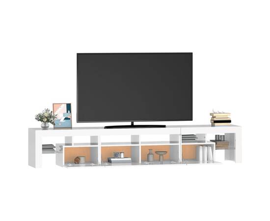 Comodă tv cu lumini led, alb extralucios, 230x36,5x40cm, 6 image