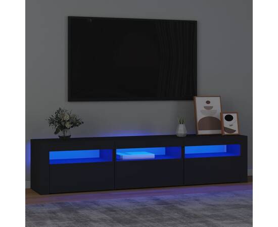 Comodă tv cu lumini led, negru, 180x35x40 cm