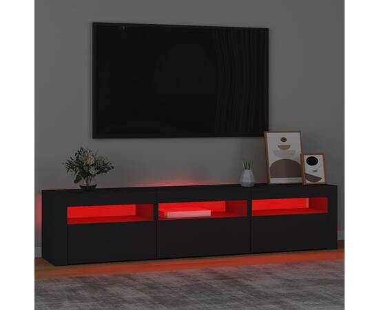Comodă tv cu lumini led, negru, 180x35x40 cm, 5 image