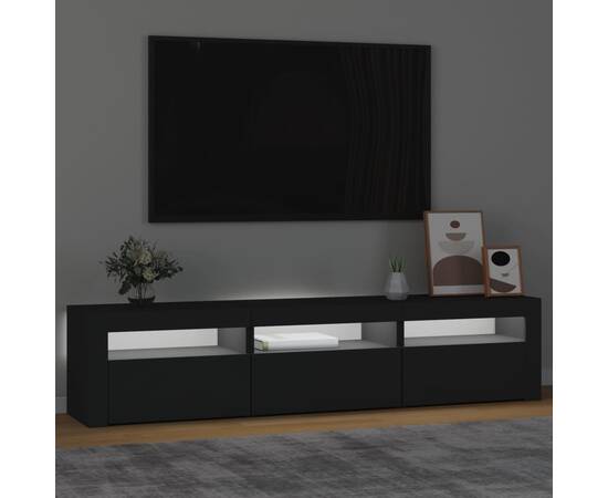 Comodă tv cu lumini led, negru, 180x35x40 cm, 3 image
