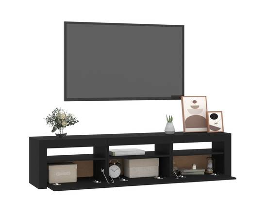Comodă tv cu lumini led, negru, 180x35x40 cm, 6 image