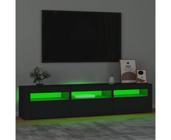 Comodă tv cu lumini led, negru, 180x35x40 cm, 4 image