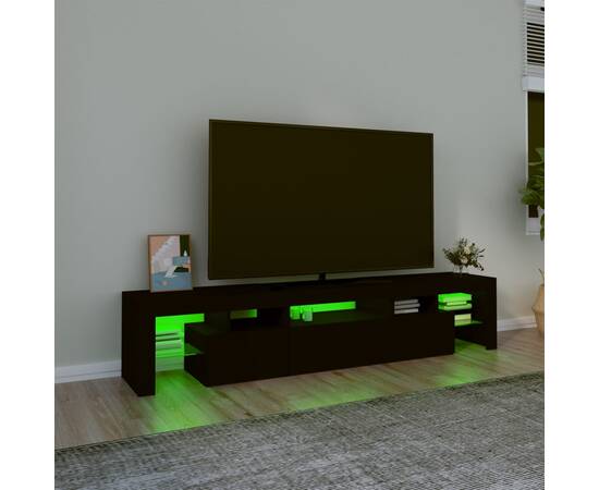 Comodă tv cu lumini led, negru, 200x36,5x40 cm, 4 image