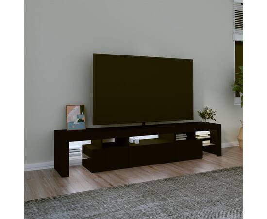 Comodă tv cu lumini led, negru, 200x36,5x40 cm, 3 image