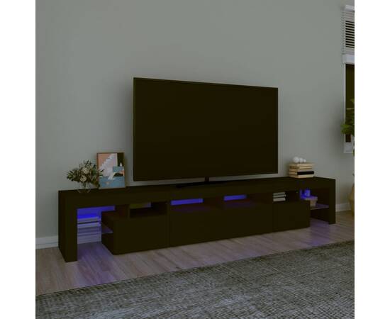 Comodă tv cu lumini led, negru, 230x36,5x40 cm