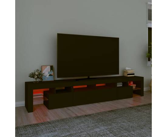 Comodă tv cu lumini led, negru, 230x36,5x40 cm, 5 image