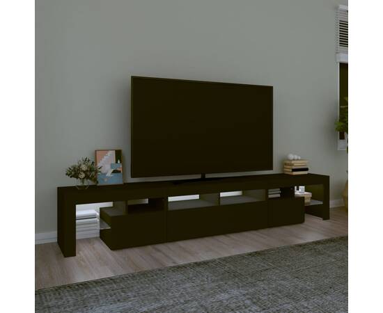 Comodă tv cu lumini led, negru, 230x36,5x40 cm, 3 image