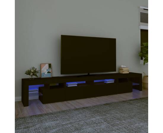 Comodă tv cu lumini led, negru, 260x36,5x40cm