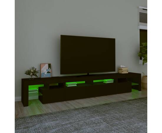 Comodă tv cu lumini led, negru, 260x36,5x40cm, 4 image