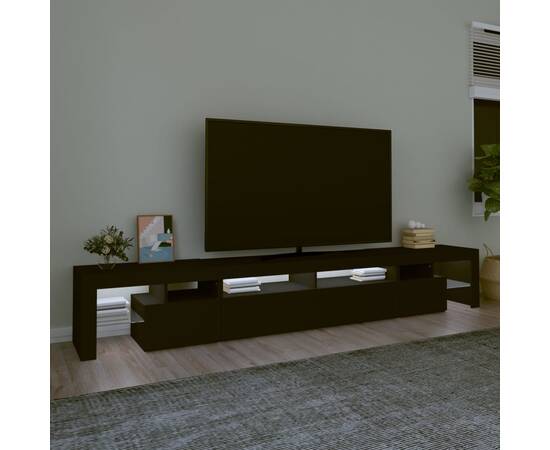 Comodă tv cu lumini led, negru, 260x36,5x40cm, 3 image