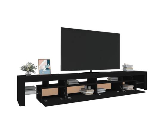 Comodă tv cu lumini led, negru, 260x36,5x40cm, 6 image