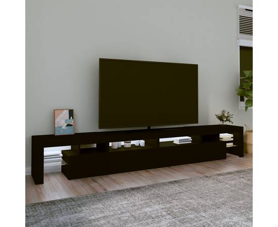 Comodă tv cu lumini led, negru, 280x36,5x40 cm, 3 image