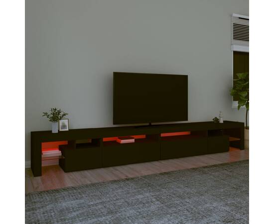 Comodă tv cu lumini led, negru, 290x36,5x40 cm, 5 image