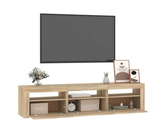 Comodă tv cu lumini led, stejar sonoma, 180x35x40 cm, 6 image