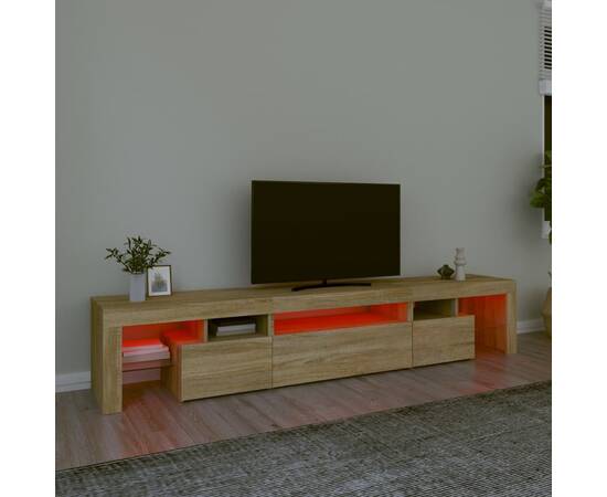 Comodă tv cu lumini led, stejar sonoma, 215x36,5x40cm, 5 image