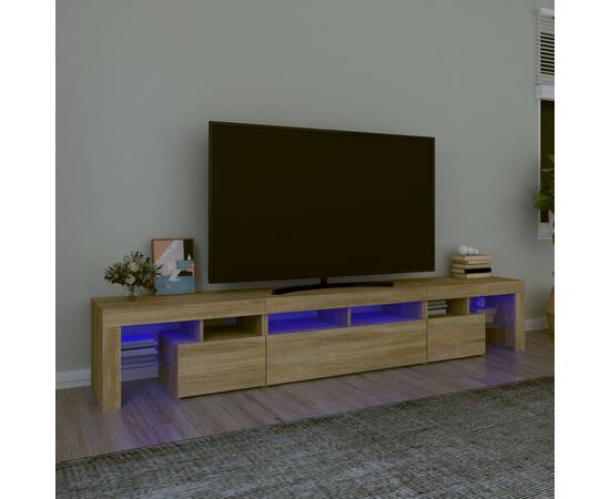 Comodă tv cu lumini led, stejar sonoma, 230x36,5x40 cm