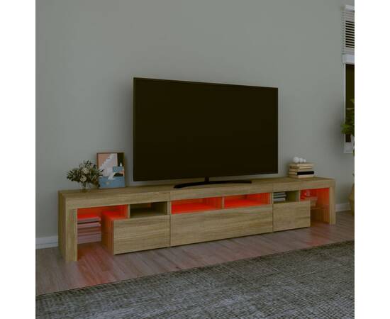 Comodă tv cu lumini led, stejar sonoma, 230x36,5x40 cm, 5 image