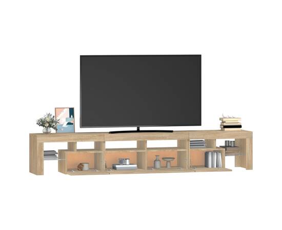 Comodă tv cu lumini led, stejar sonoma, 230x36,5x40 cm, 6 image