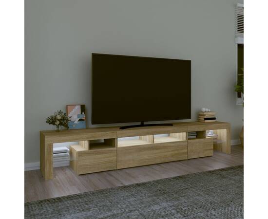 Comodă tv cu lumini led, stejar sonoma, 230x36,5x40 cm, 3 image