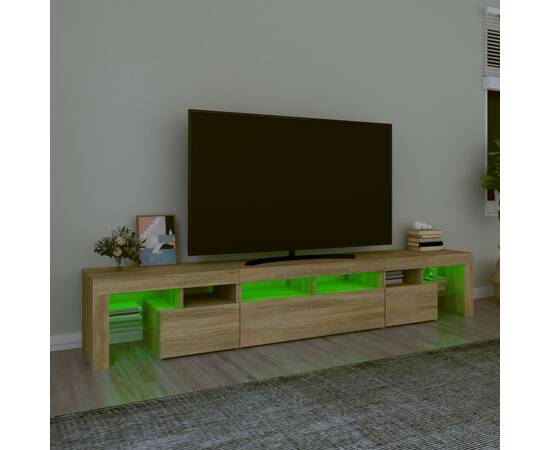 Comodă tv cu lumini led, stejar sonoma, 230x36,5x40 cm, 4 image