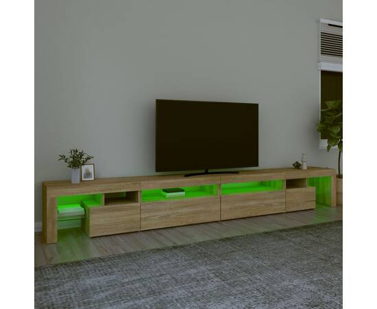 Comodă tv cu lumini led, stejar sonoma, 290x36,5x40 cm, 4 image