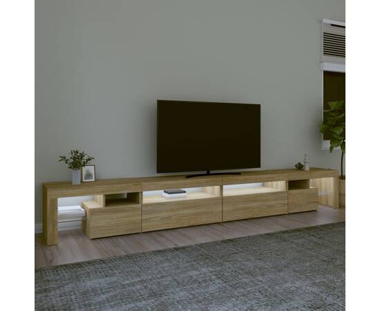 Comodă tv cu lumini led, stejar sonoma, 290x36,5x40 cm, 3 image
