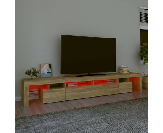 Comodă tv cu lumini led, stejar sonoma,260x36,5x40cm, 5 image