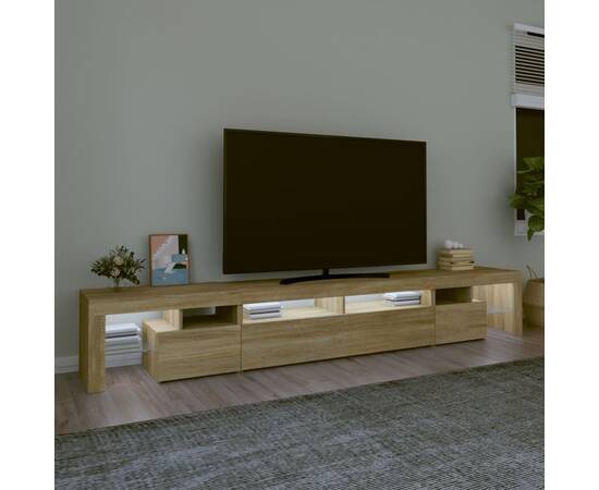 Comodă tv cu lumini led, stejar sonoma,260x36,5x40cm, 3 image