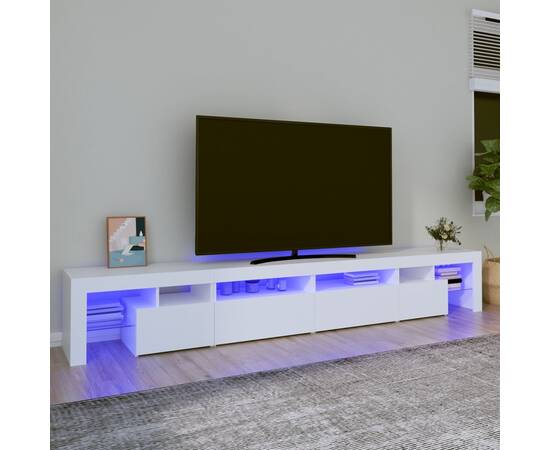 Dulap tv cu lumini led alb 280x36,5x40 cm