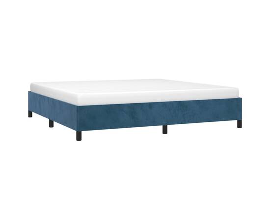 Cadru de pat, albastru închis, 200x200 cm, catifea, 3 image