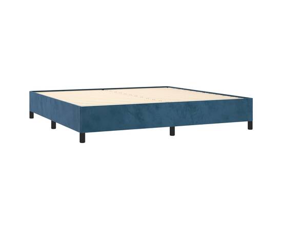 Cadru de pat, albastru închis, 200x200 cm, catifea, 4 image