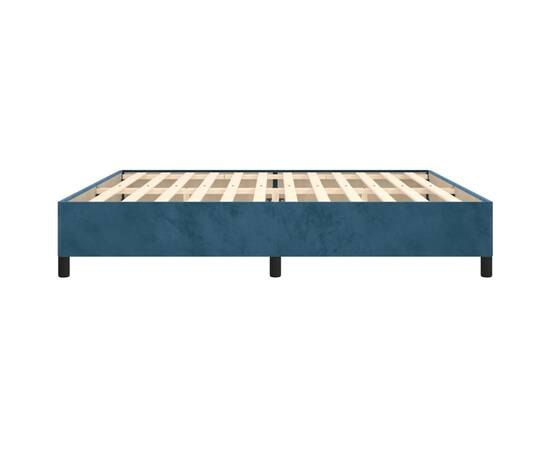 Cadru de pat, albastru închis, 200x200 cm, catifea, 6 image