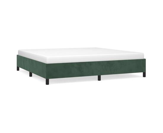Cadru de pat, verde închis, 200x200 cm, catifea, 2 image