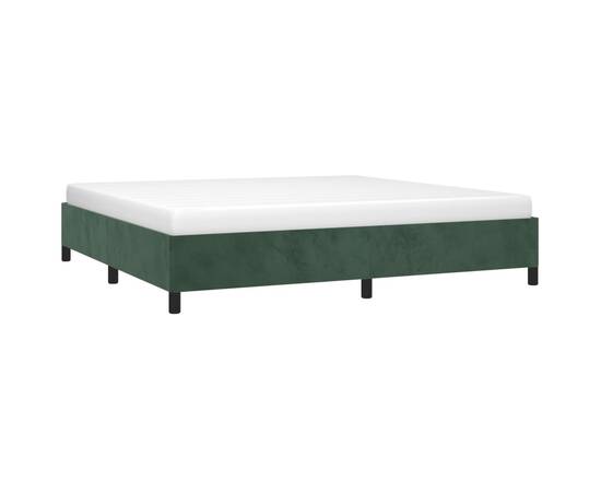 Cadru de pat, verde închis, 200x200 cm, catifea, 3 image