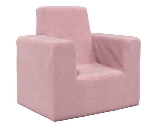 Canapea pentru copii, roz, pluș moale, 2 image