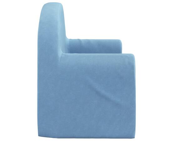 Canapea pentru copii cu 2 locuri, albastru, pluș moale, 4 image