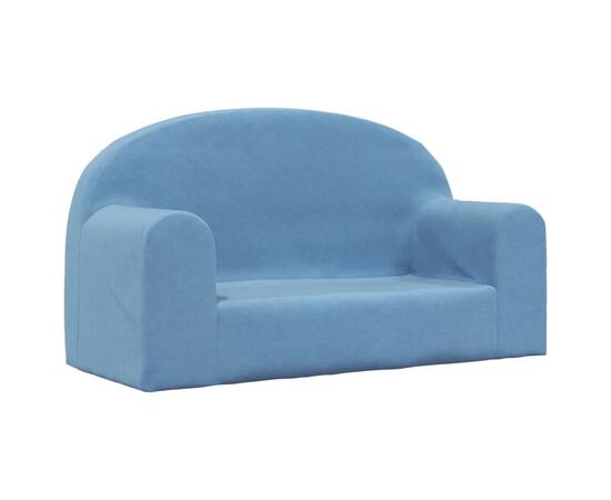Canapea pentru copii cu 2 locuri, albastru, pluș moale, 2 image