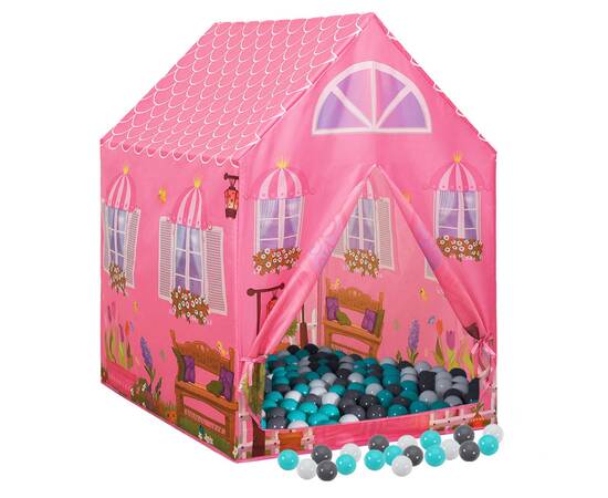 Cort de joacă pentru copii cu 250 bile, roz, 69x94x104 cm, 2 image