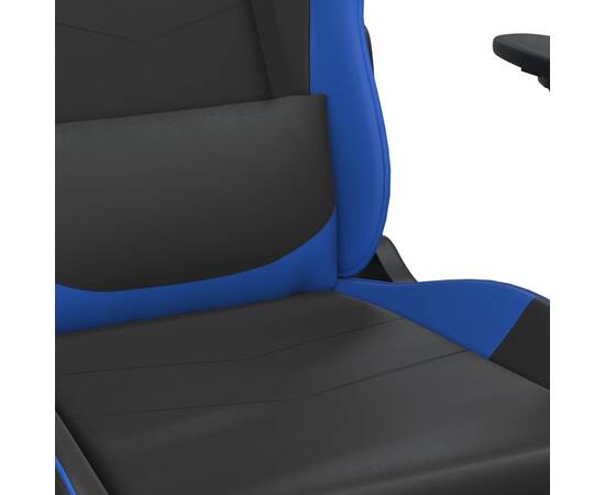 Scaun de gaming masaj/suport picioare negru/albastru piele eco, 9 image