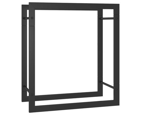 Suport pentru lemne de foc, negru mat, 50x28x56 cm, oțel, 2 image