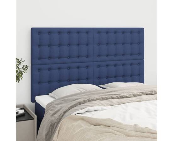 Tăblii de pat, 4 buc, albastru, 72x5x78/88 cm, textil
