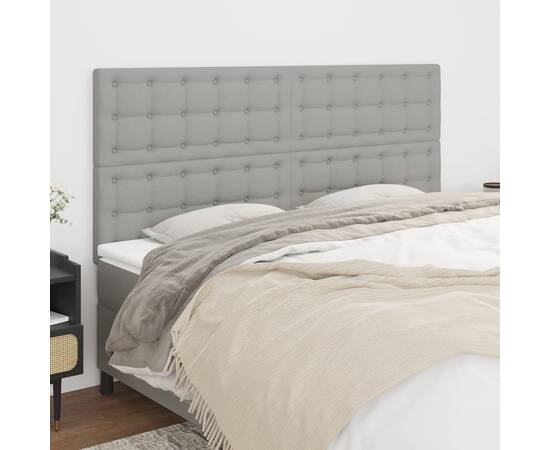 Tăblii de pat, 4 buc, gri deschis, 90x5x78/88 cm, textil