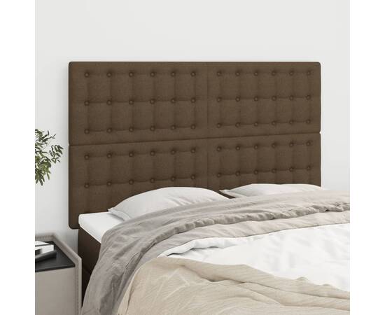 Tăblii de pat, 4 buc, maro închis, 72x5x78/88 cm, textil