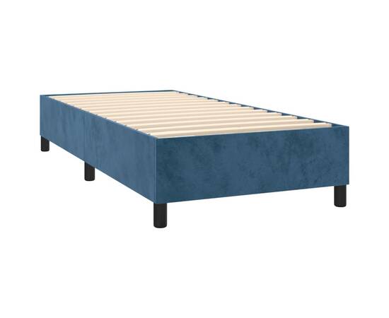 Cadru de pat box spring, albastru închis, 100x200 cm, catifea, 4 image