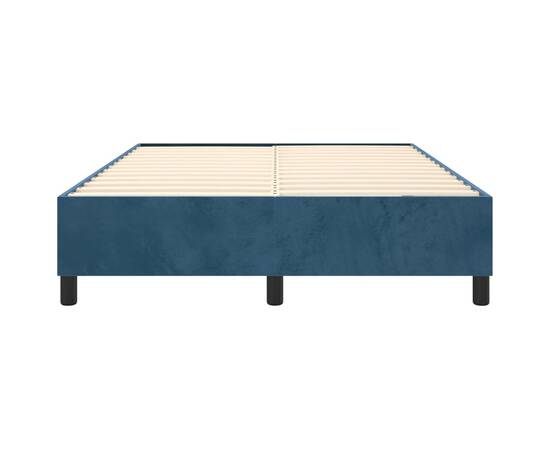 Cadru de pat box spring, albastru închis, 140x190 cm, catifea, 5 image