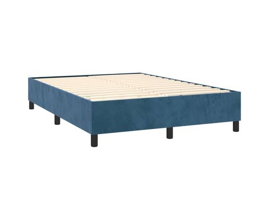 Cadru de pat box spring, albastru închis, 140x200 cm, catifea, 4 image