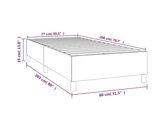 Cadru de pat box spring, gri închis, 80x200 cm, catifea, 9 image