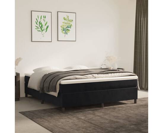 Cadru de pat box spring, negru, 160x200 cm, catifea