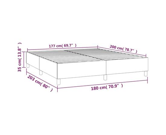 Cadru de pat box spring, negru, 180x200 cm, catifea, 9 image